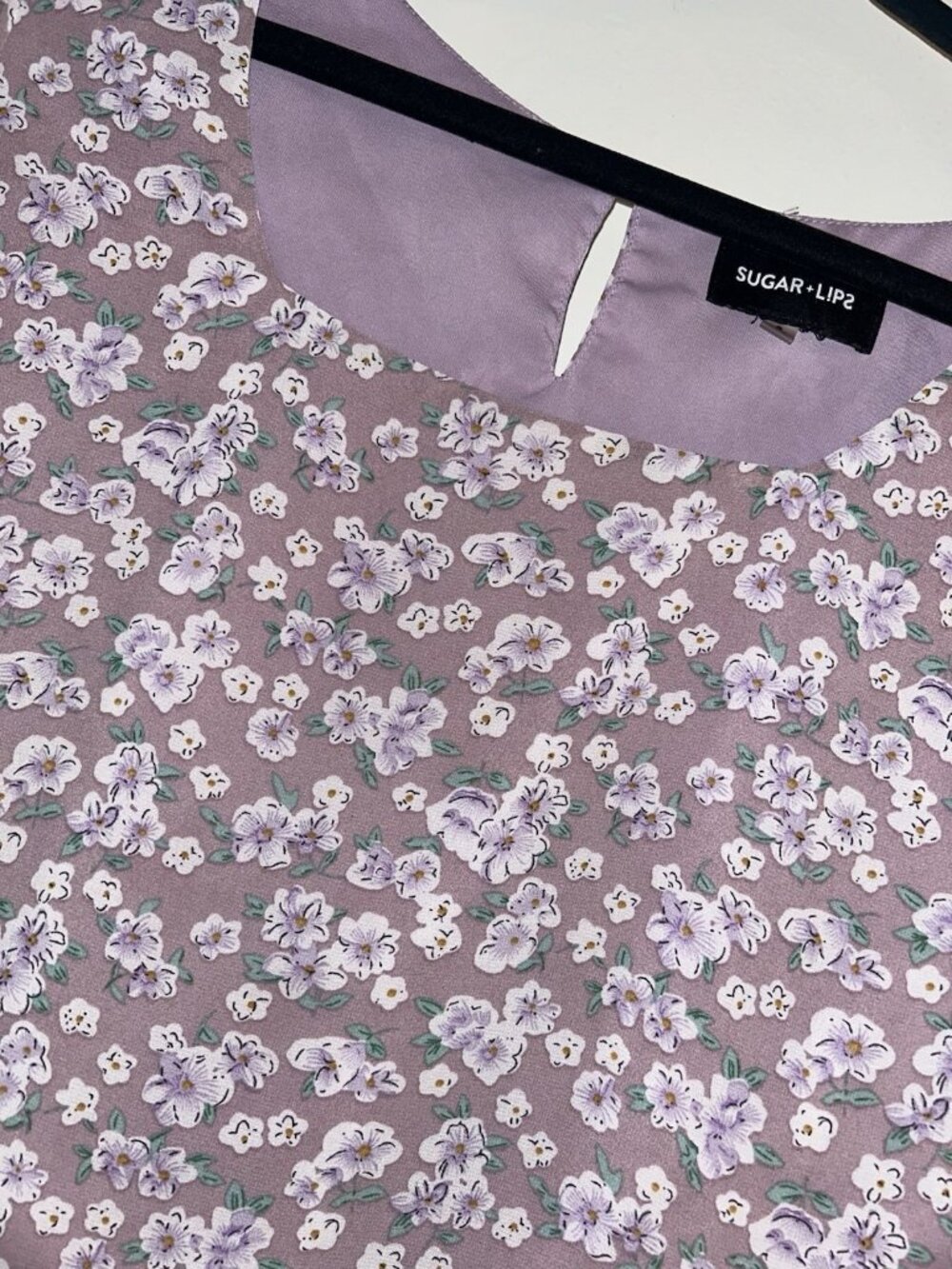 Sugarlips Purple Floral Ruffle Puff Sleeve Boho Cottage Chic Preppy Blouse Small - Picture 4 of 7